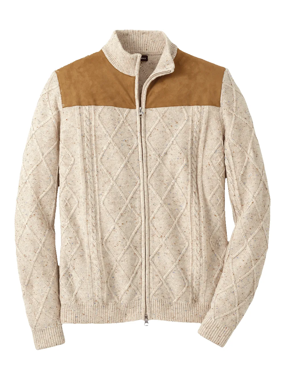 Donegal Full Zip Mock Neck Sweater - Ivory sold by Paul Fredrick