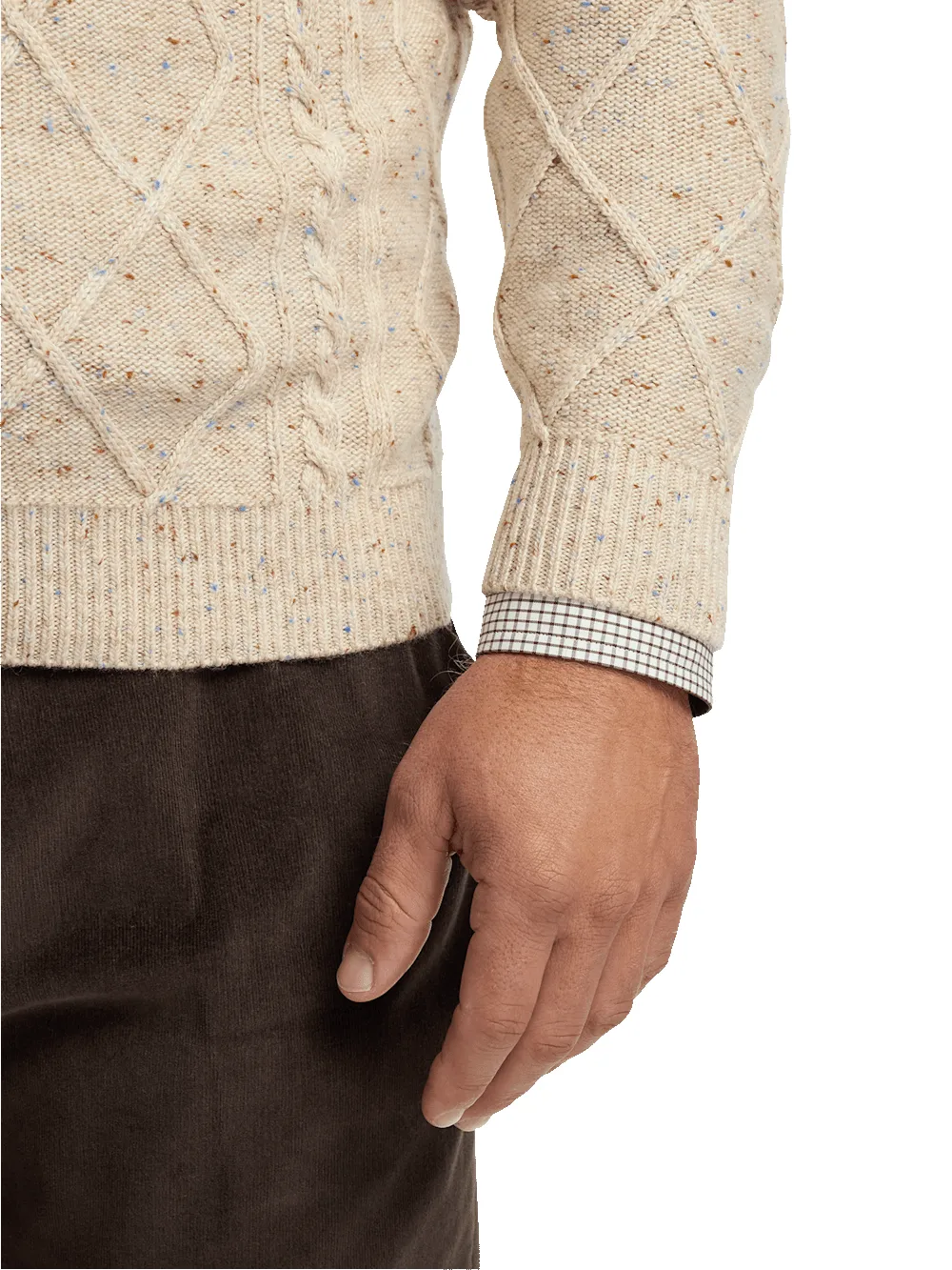 Donegal Full Zip Mock Neck Sweater - Ivory sold by Paul Fredrick product image thumbnail 4