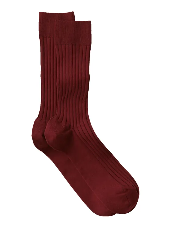 Solid Rib Cotton Blend Sock - Wine sold by Paul Fredrick