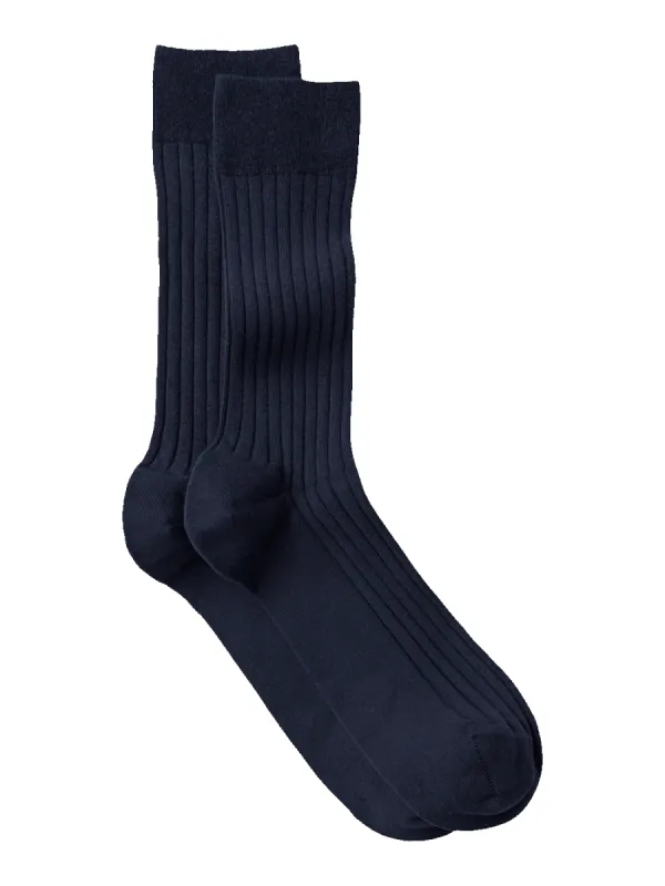 Solid Rib Cotton Blend Sock - Navy sold by Paul Fredrick