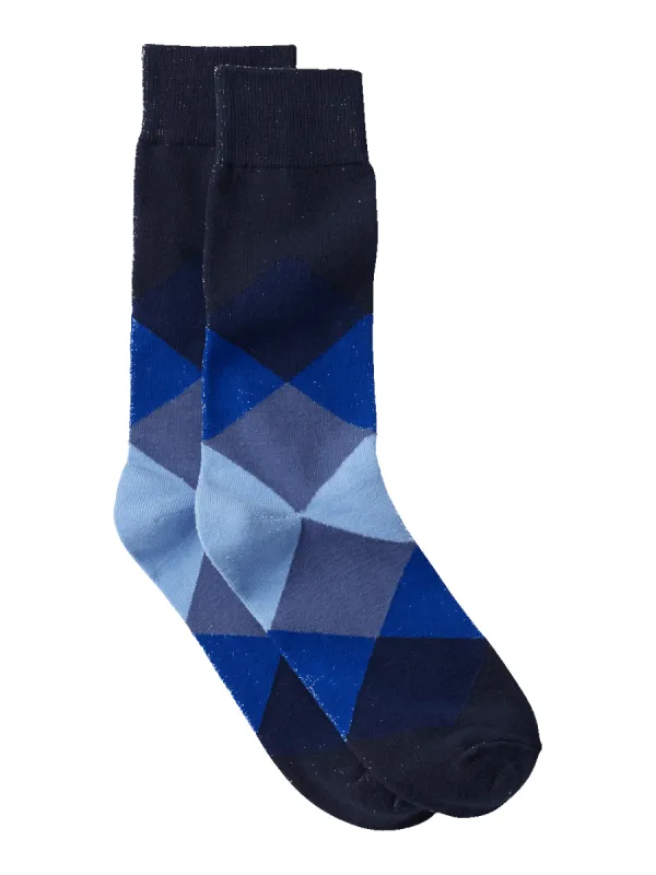 Argyle Cotton Blend Sock - Blue Multi sold by Paul Fredrick