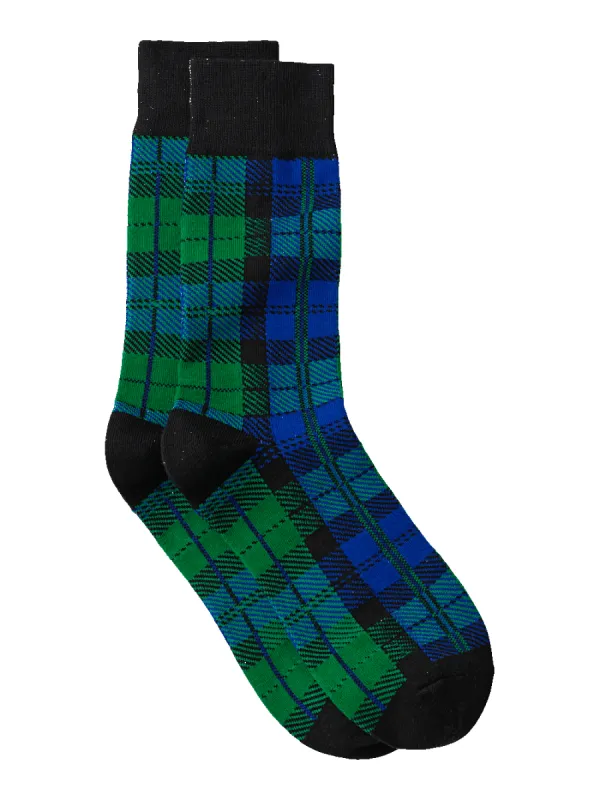 Blackwatch Plaid Cotton Blend Socks - Blue Multi sold by Paul Fredrick