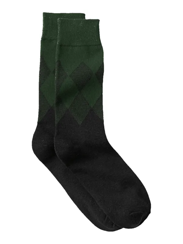 Argyle Cotton Blend Socks - Green/black sold by Paul Fredrick