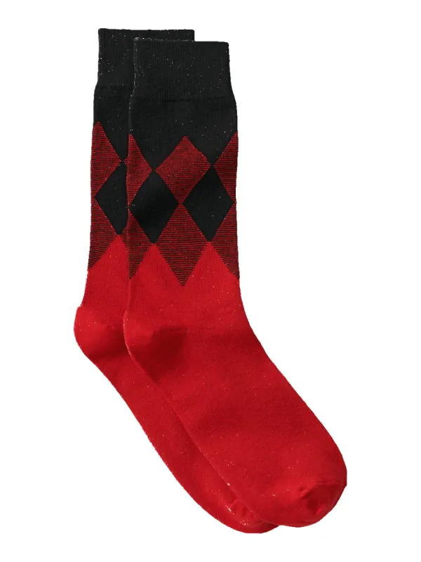 Argyle Cotton Blend Socks - Red/black sold by Paul Fredrick