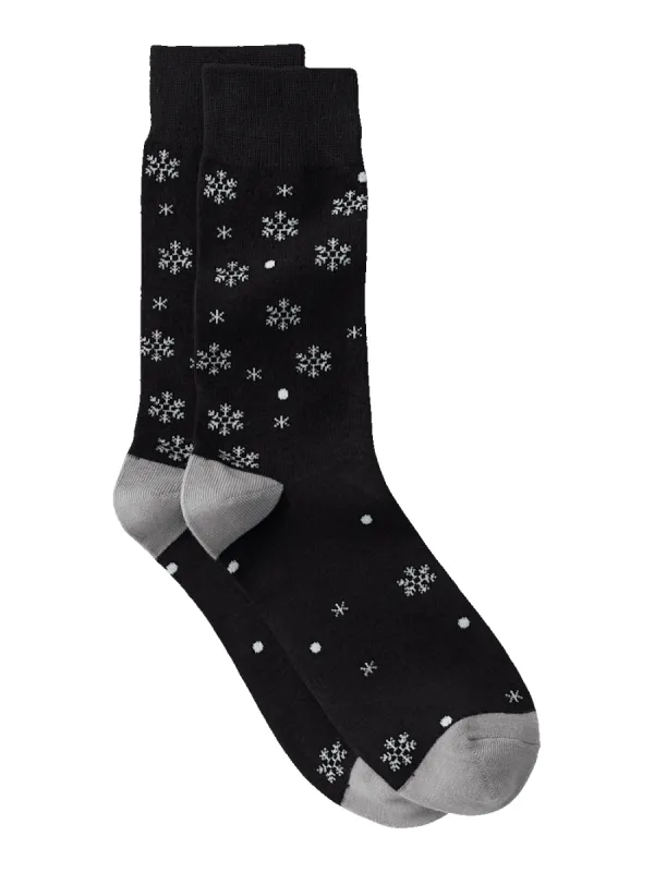 Snowflake Cotton Blend Socks - Black sold by Paul Fredrick