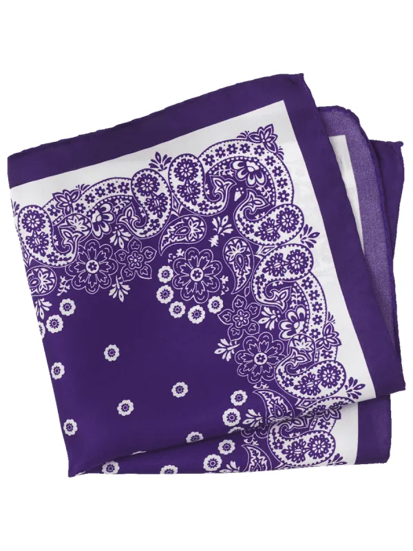 Floral Silk Pocket Square - Purple sold by Paul Fredrick