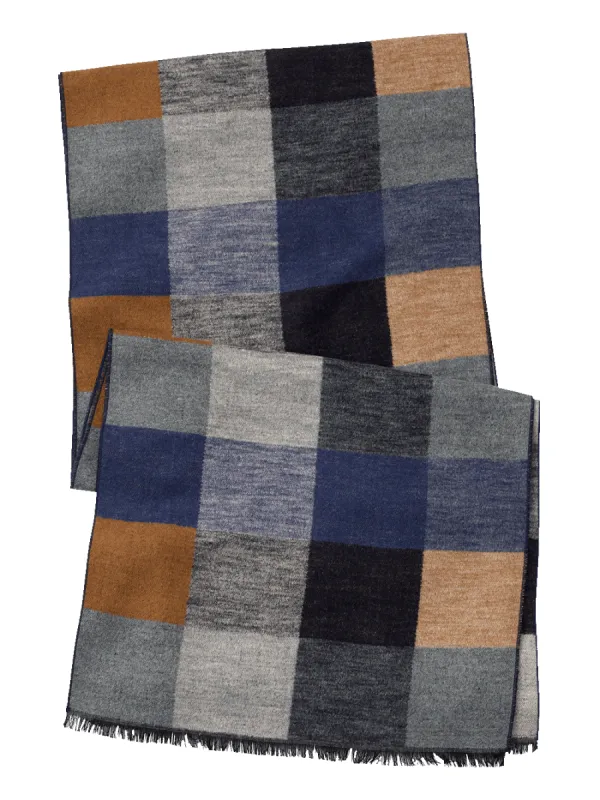 Buffalo Check Brushed Silk Scarf - Blue Multi sold by Paul Fredrick