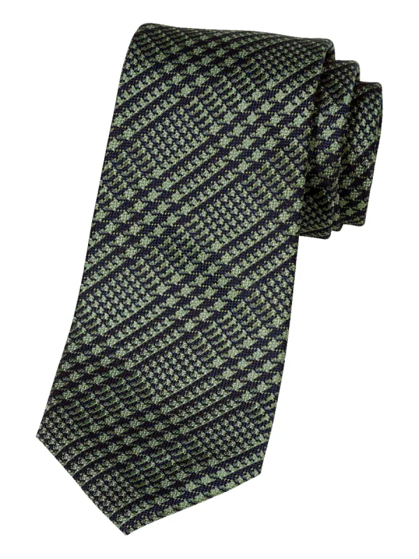 Houndstooth Woven Silk Tie - Green sold by Paul Fredrick