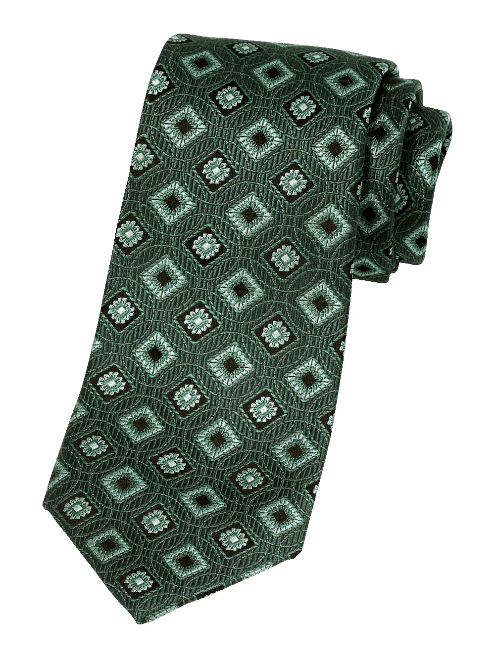 Medallion Woven Silk Tie - Green sold by Paul Fredrick