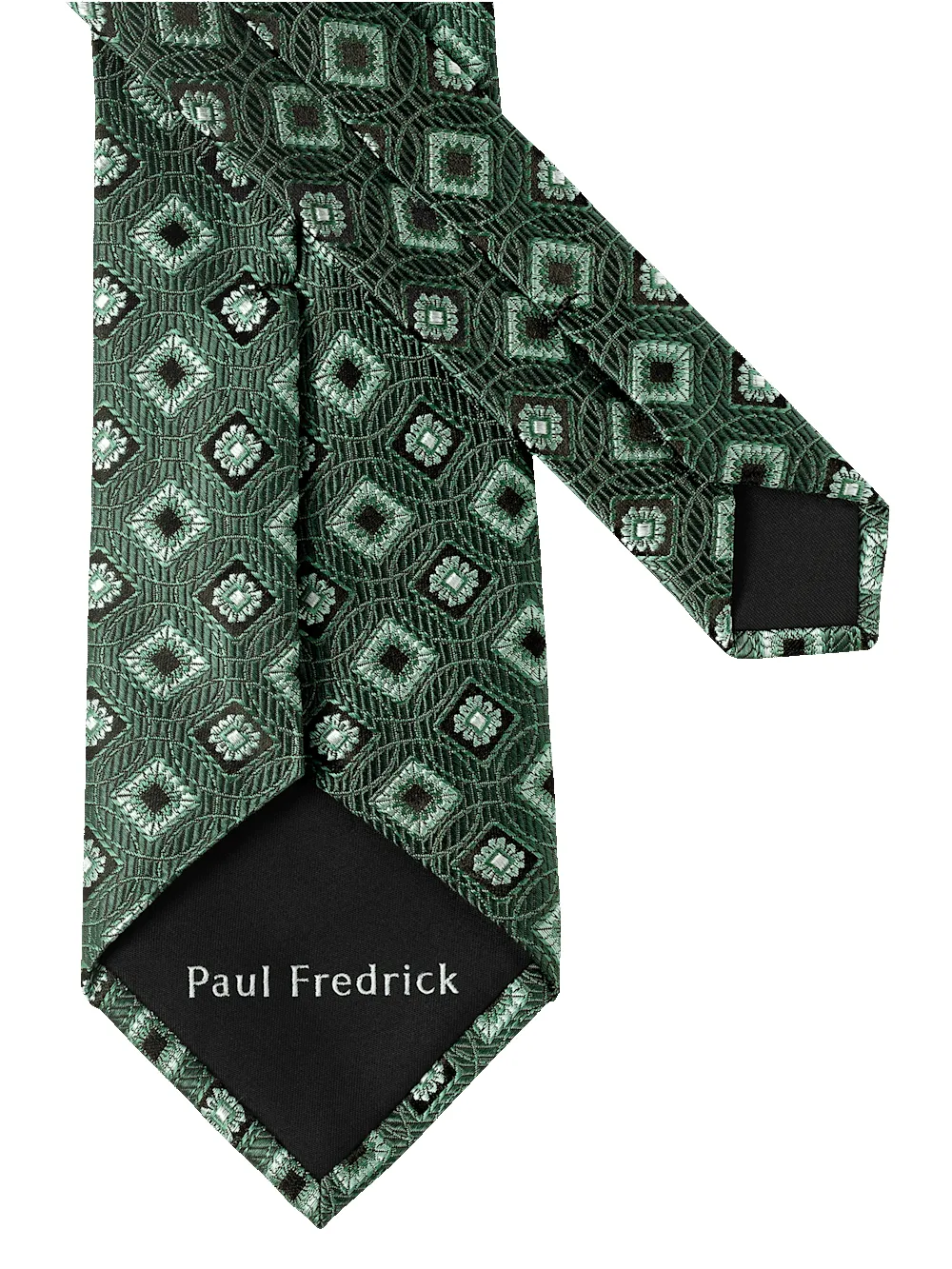 Medallion Woven Silk Tie - Green sold by Paul Fredrick product image thumbnail 3