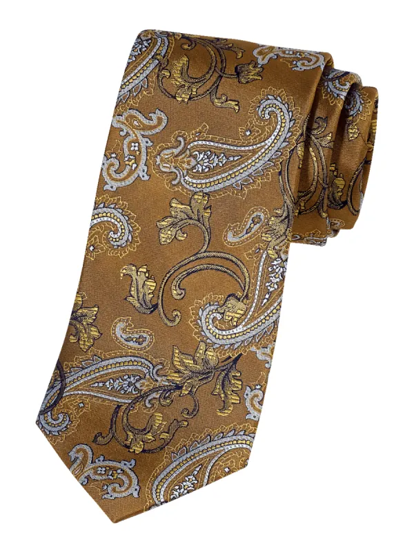 Paisley Woven Silk Tie - Gold sold by Paul Fredrick