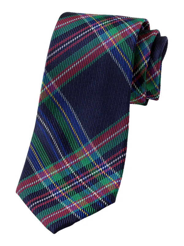 Tartan Plaid Woven Silk Tie - Navy Multi sold by Paul Fredrick