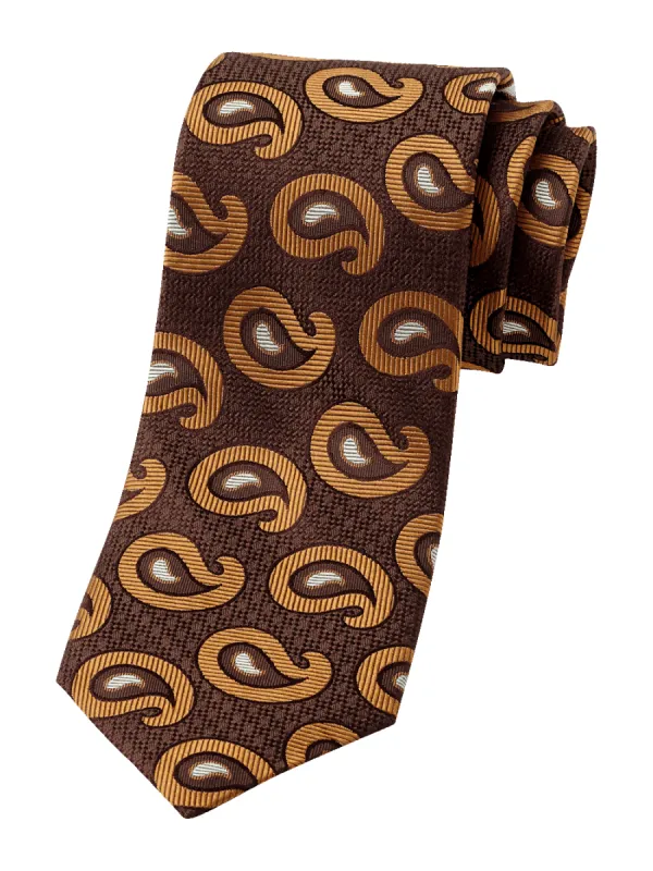 Paisley Deco Woven Silk Tie - Brown/gold sold by Paul Fredrick