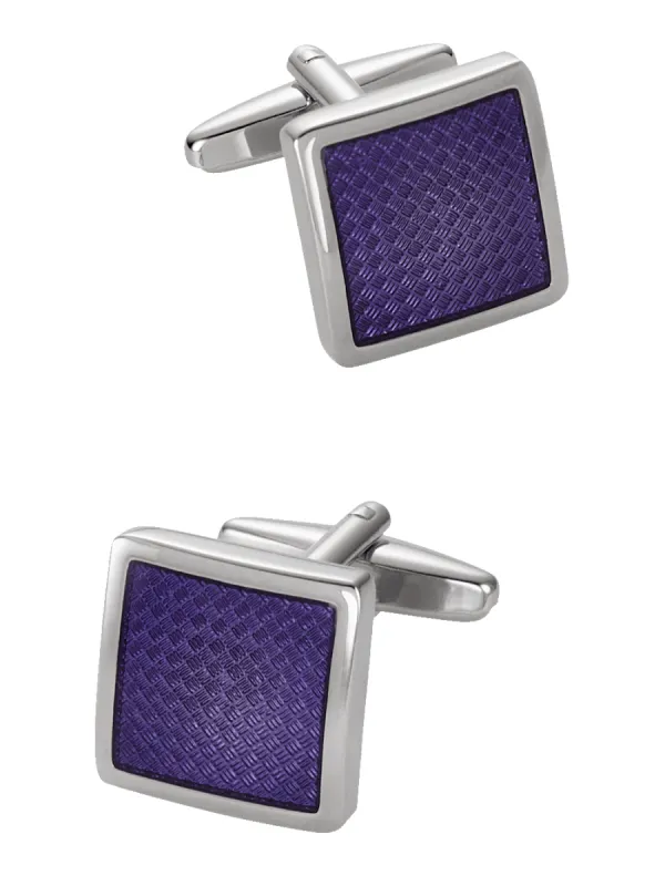 Enamel Square Cufflink - Purple sold by Paul Fredrick