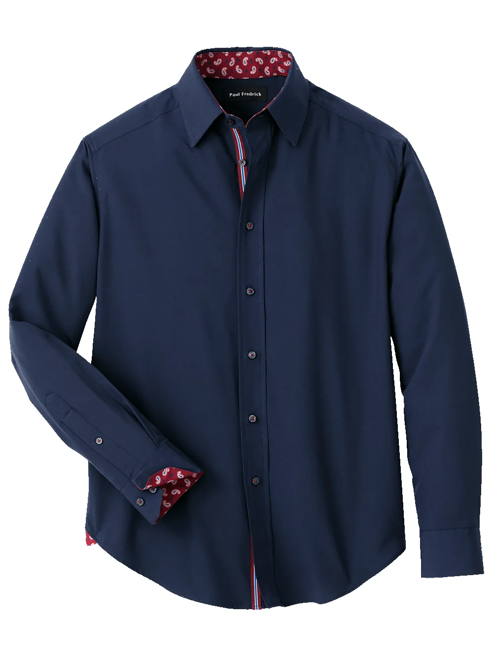 Polyester/spandex Solid Casual Shirt - Navy sold by Paul Fredrick