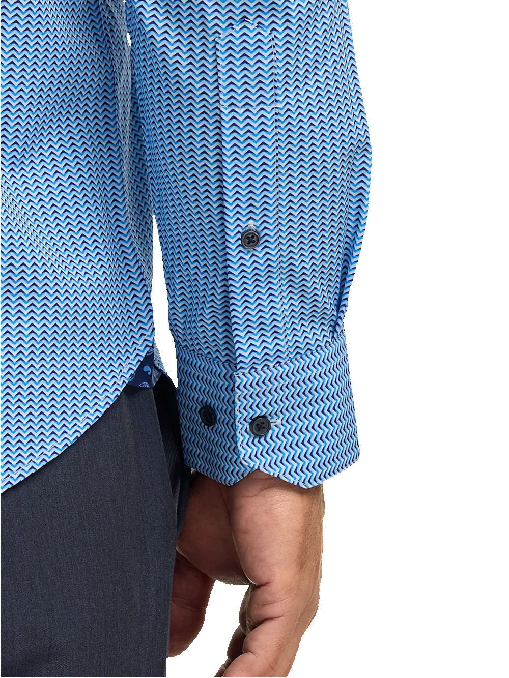 Polyester/spandex Chevron Stripe Casual Shirt - Blue sold by Paul Fredrick product image thumbnail 4