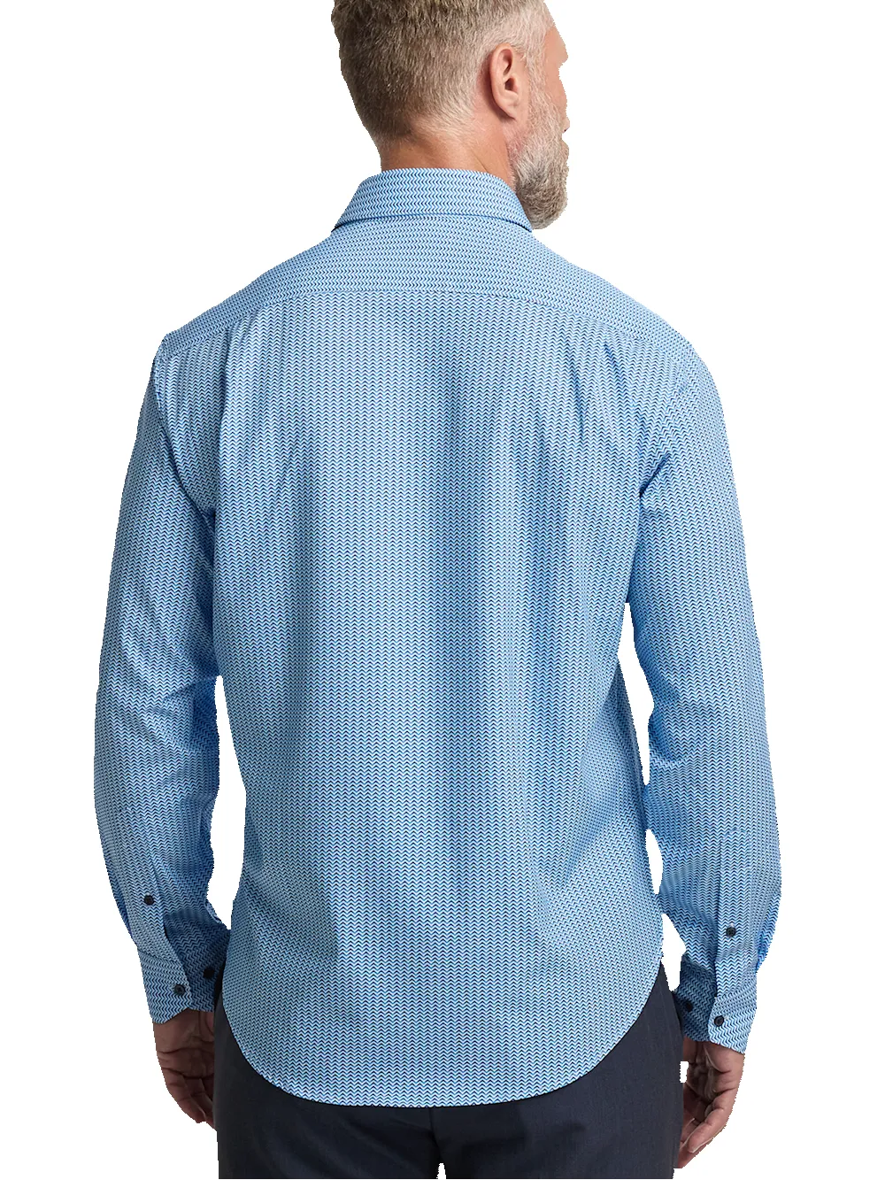 Polyester/spandex Chevron Stripe Casual Shirt - Blue sold by Paul Fredrick product image thumbnail 5