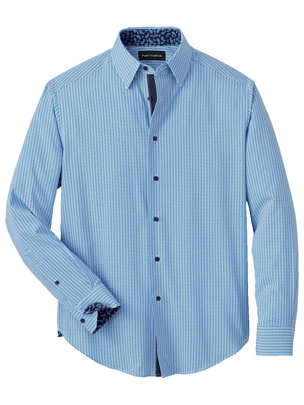 Polyester/spandex Chevron Stripe Casual Shirt - Blue sold by Paul Fredrick