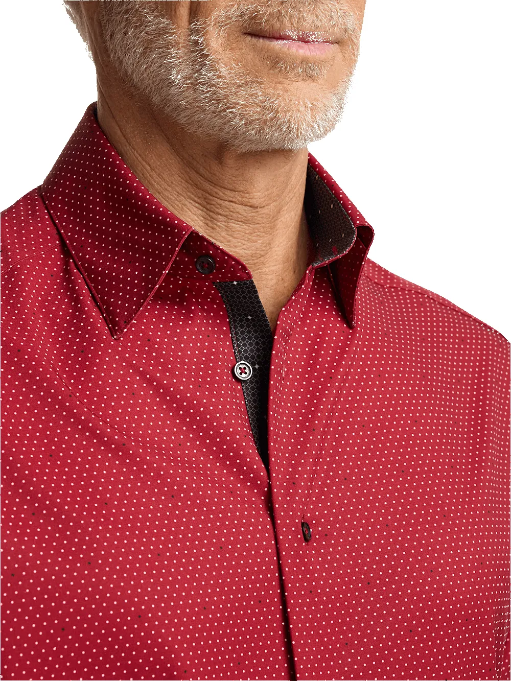 Polyester/spandex Dot Casual Shirt - Red sold by Paul Fredrick product image thumbnail 3