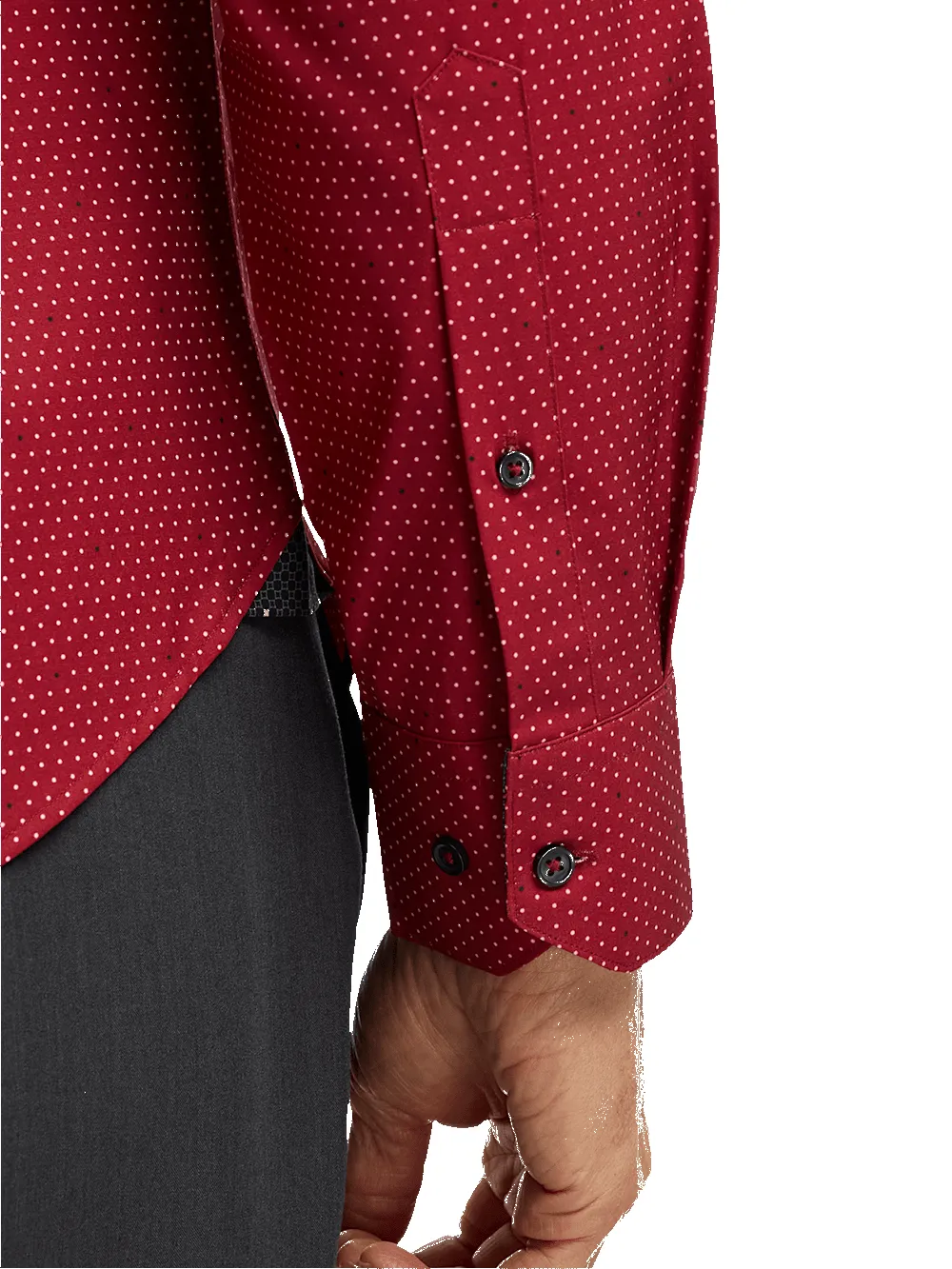 Polyester/spandex Dot Casual Shirt - Red sold by Paul Fredrick product image thumbnail 4