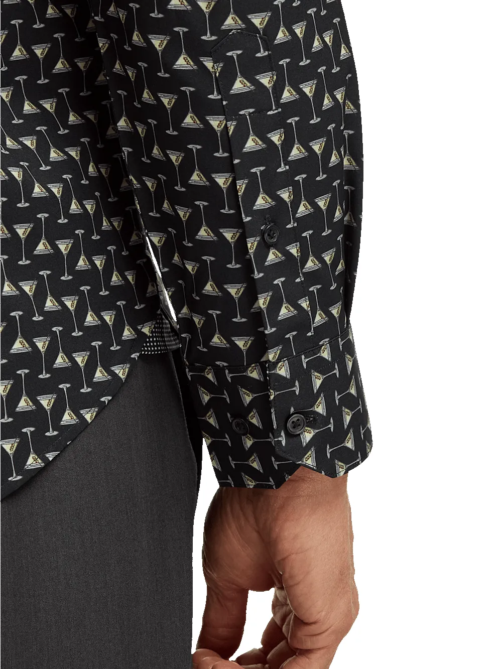 Polyester/spandex Martini Glasses Casual Shirt - Black sold by Paul Fredrick product image thumbnail 4