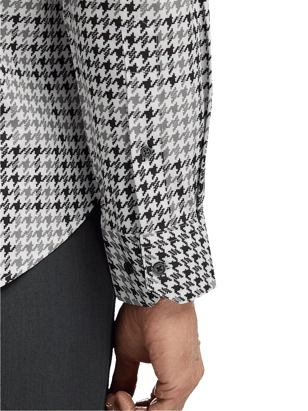 Polyester/spandex Houndstooth Casual Shirt - Black/grey sold by Paul Fredrick product image thumbnail 4