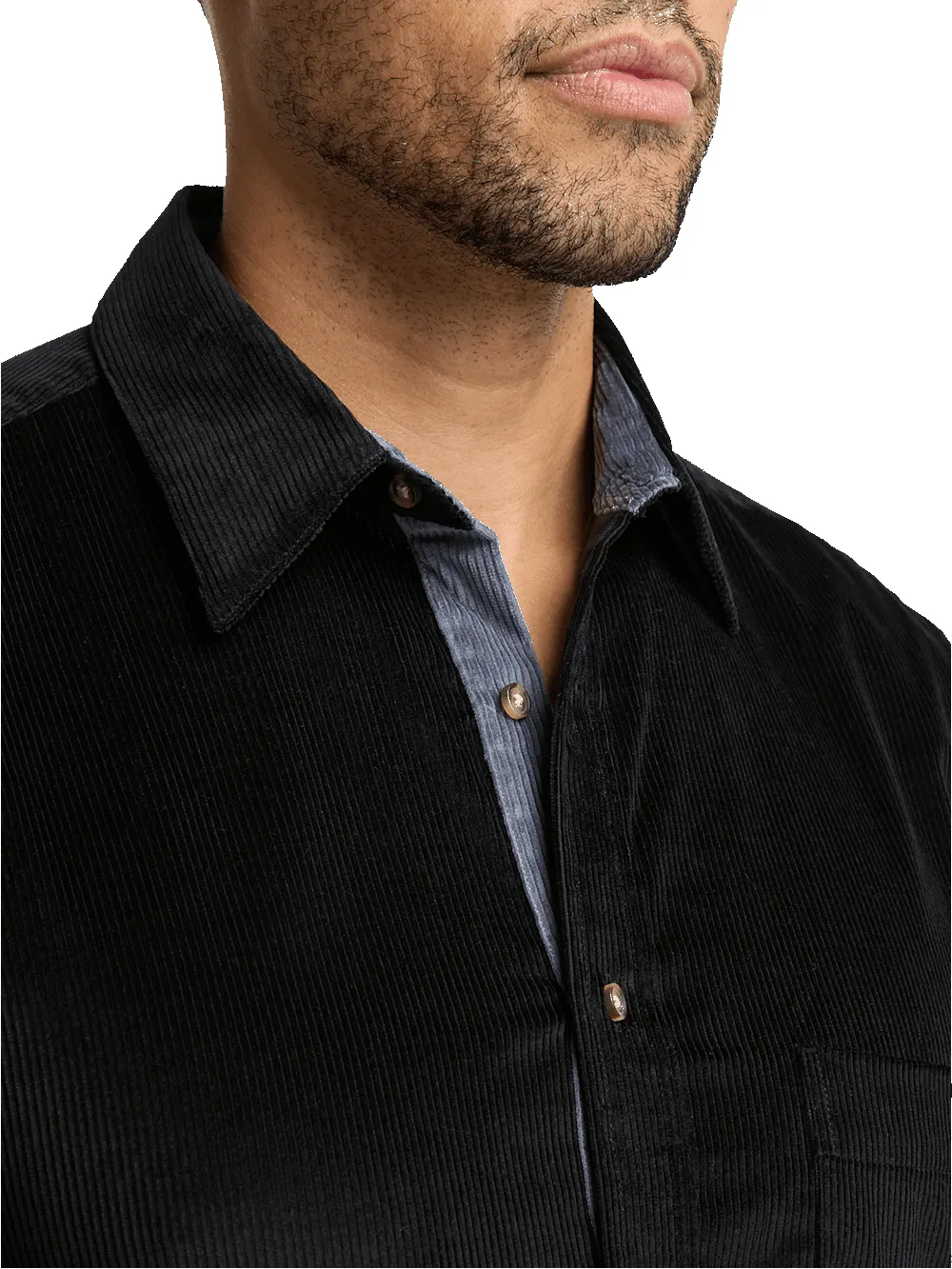 Cotton Corduroy Casual Shirt - Black sold by Paul Fredrick product image thumbnail 3