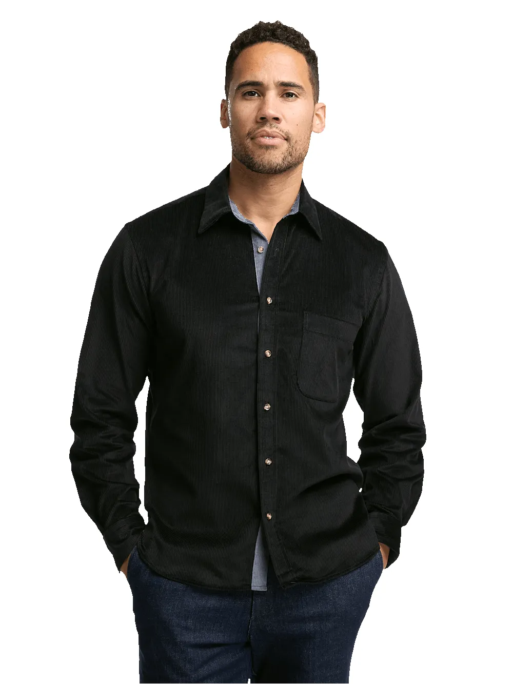 Cotton Corduroy Casual Shirt - Black sold by Paul Fredrick product image thumbnail 2