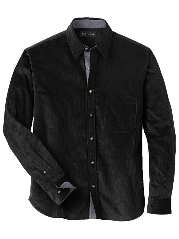 Cotton Corduroy Casual Shirt - Black sold by Paul Fredrick