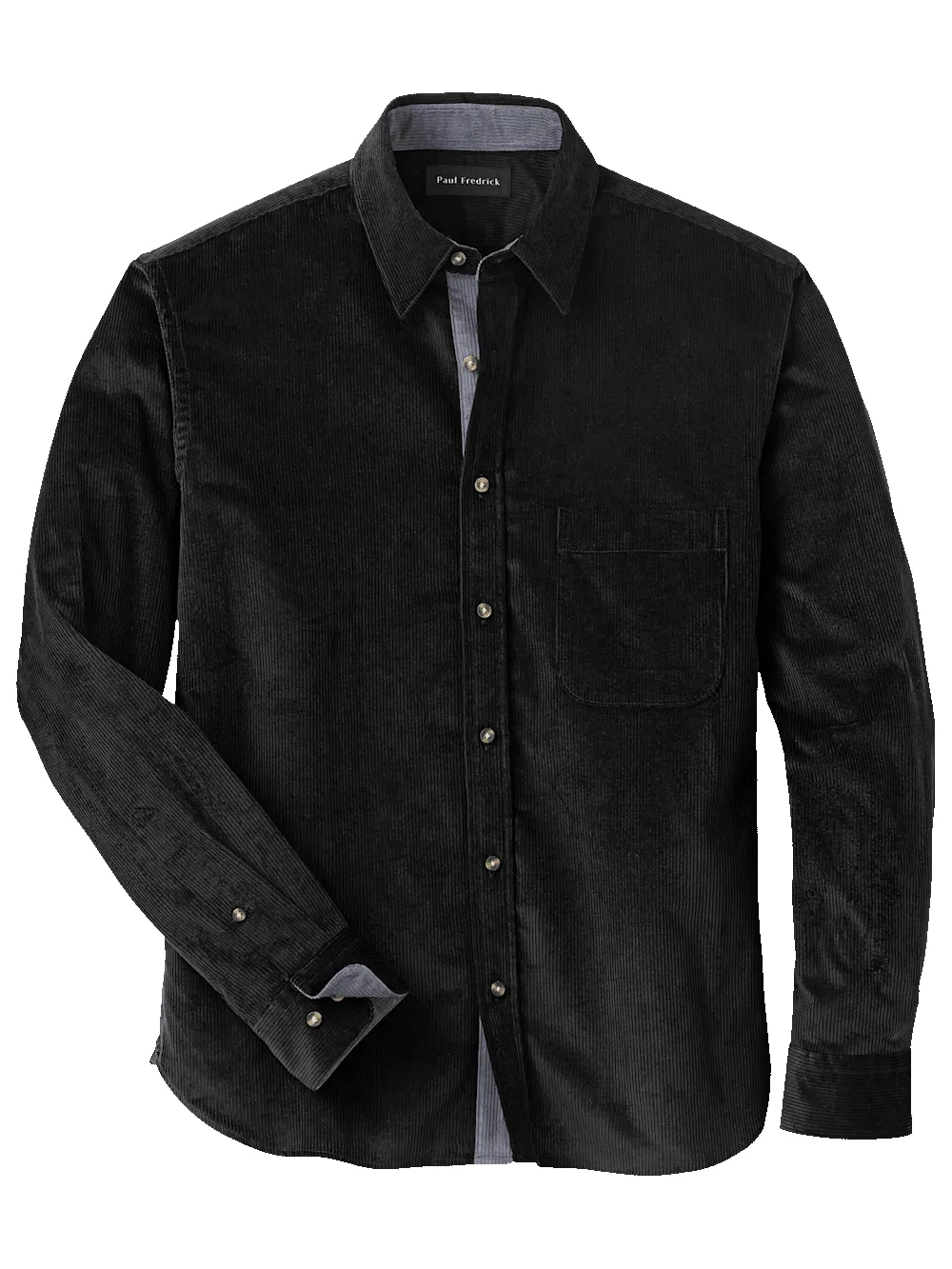 Cotton Corduroy Casual Shirt - Black sold by Paul Fredrick