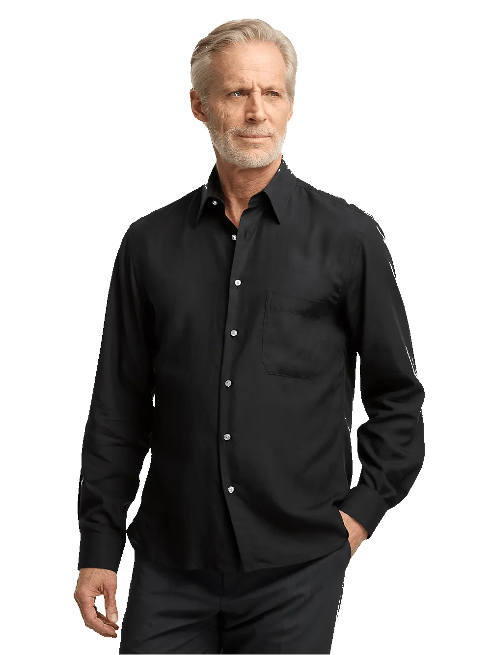 Lyocell Solid Casual Shirt - Black sold by Paul Fredrick product image thumbnail 2