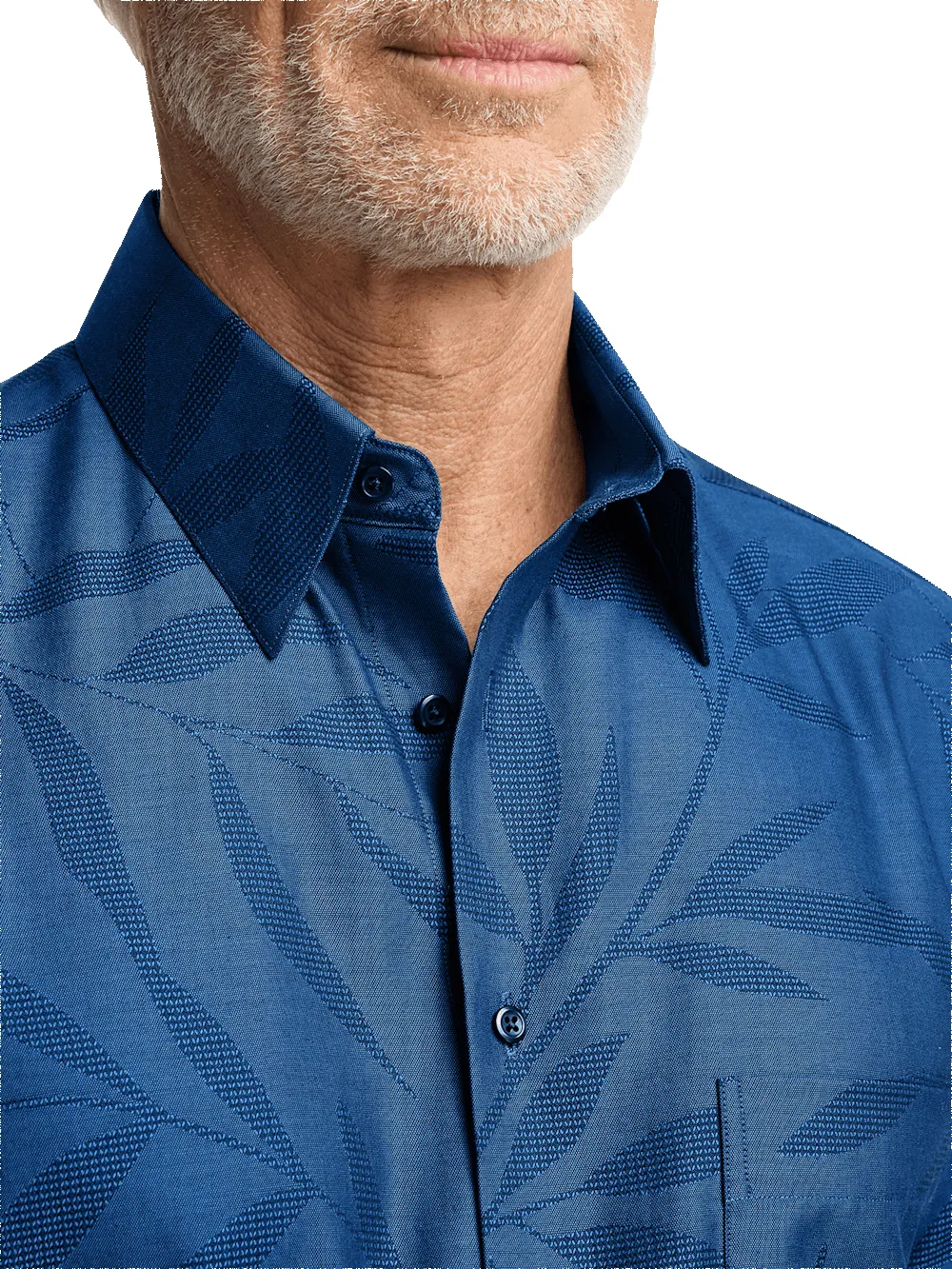 Cotton Leaf Jacquard Casual Shirt - Blue sold by Paul Fredrick product image thumbnail 3