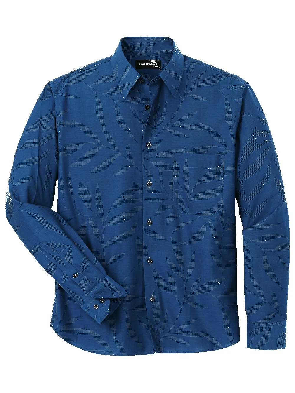 Cotton Leaf Jacquard Casual Shirt - Blue sold by Paul Fredrick