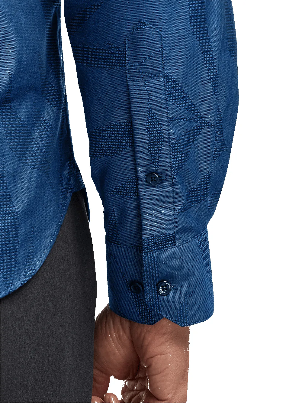 Cotton Leaf Jacquard Casual Shirt - Blue sold by Paul Fredrick product image thumbnail 4