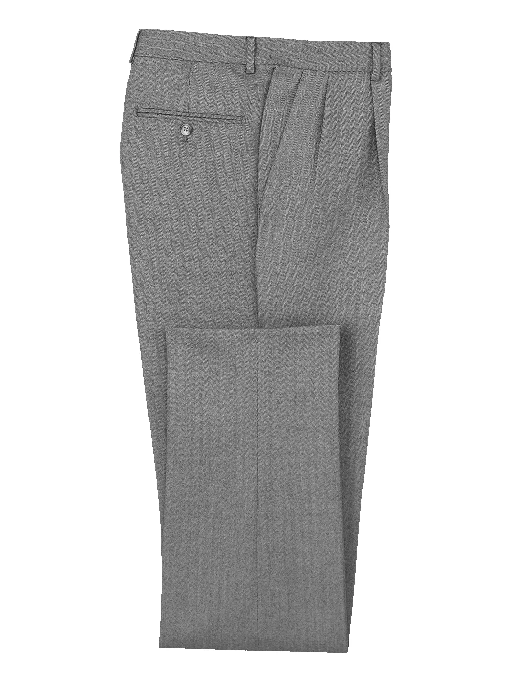 Wool Herringbone Pleated Suit Pants - Charcoal sold by Paul Fredrick