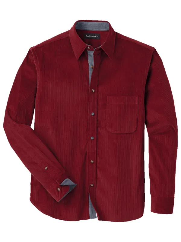 Cotton Corduroy Casual Shirt - Burgundy sold by Paul Fredrick