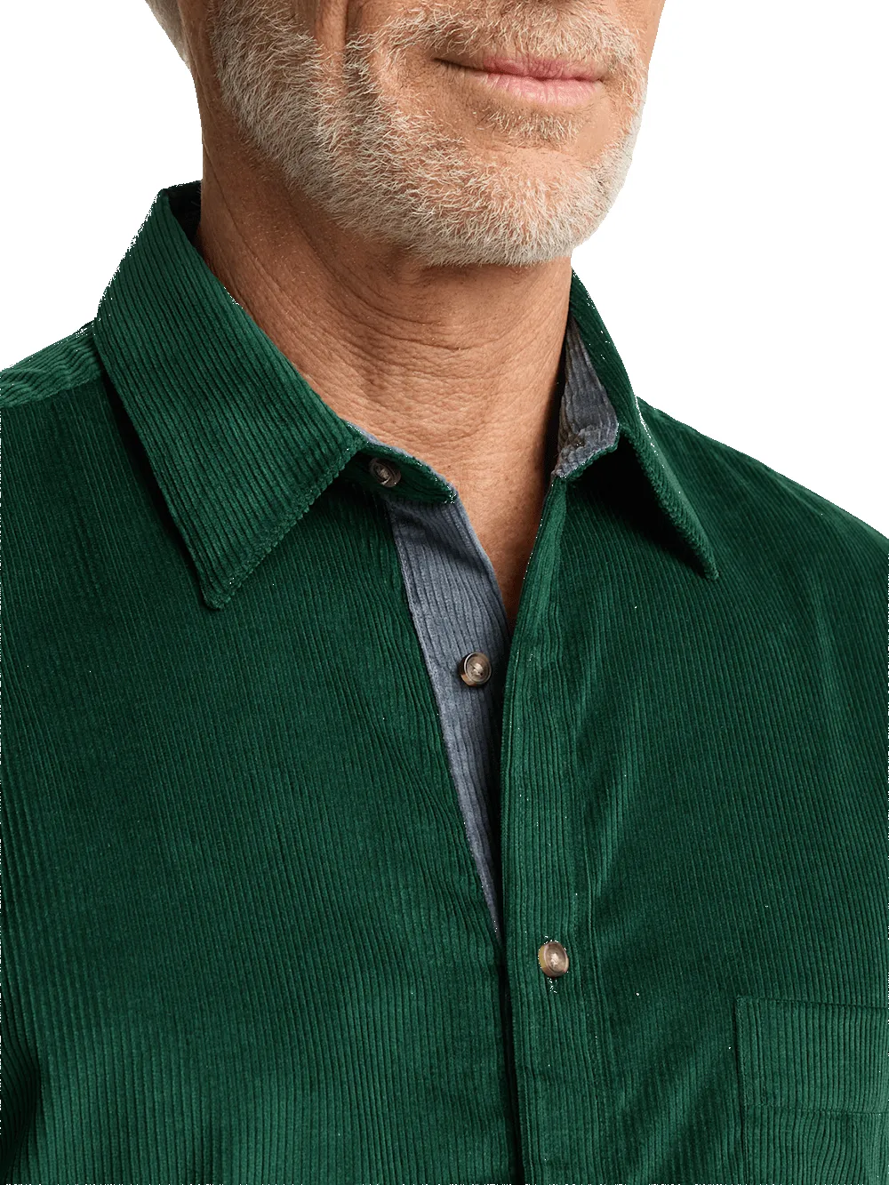 Cotton Corduroy Casual Shirt - Green sold by Paul Fredrick product image thumbnail 3