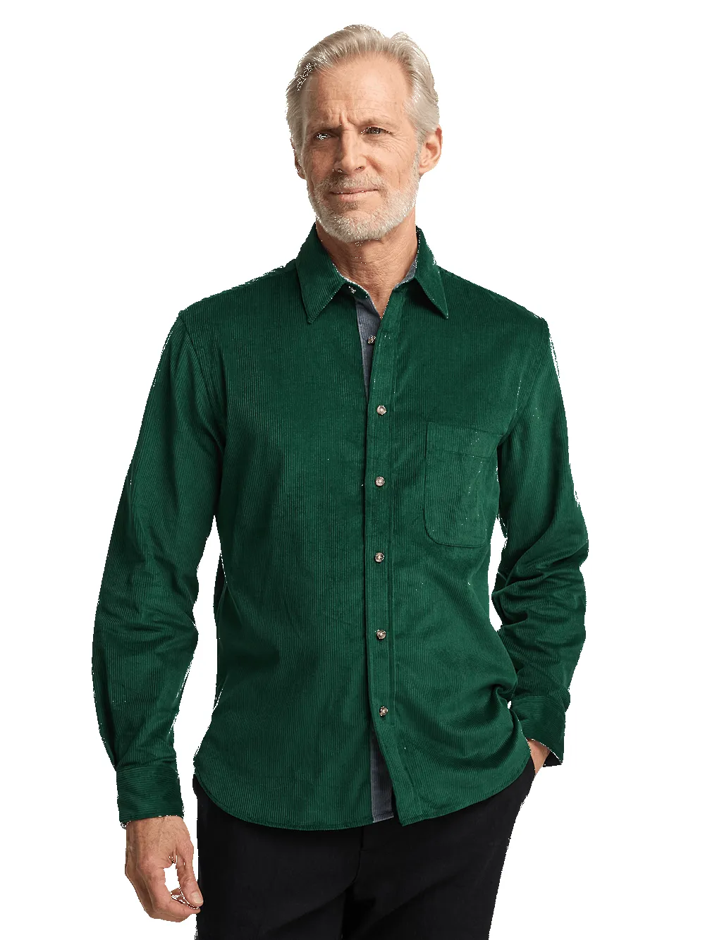 Cotton Corduroy Casual Shirt - Green sold by Paul Fredrick product image thumbnail 2