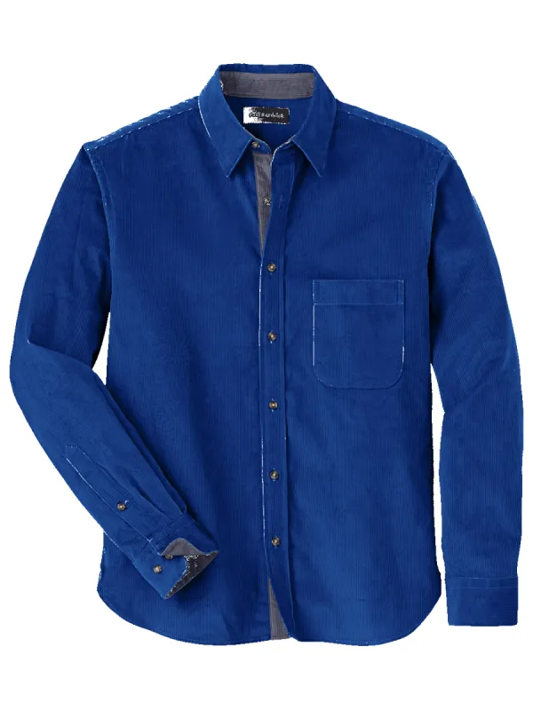Cotton Corduroy Casual Shirt - Blue sold by Paul Fredrick