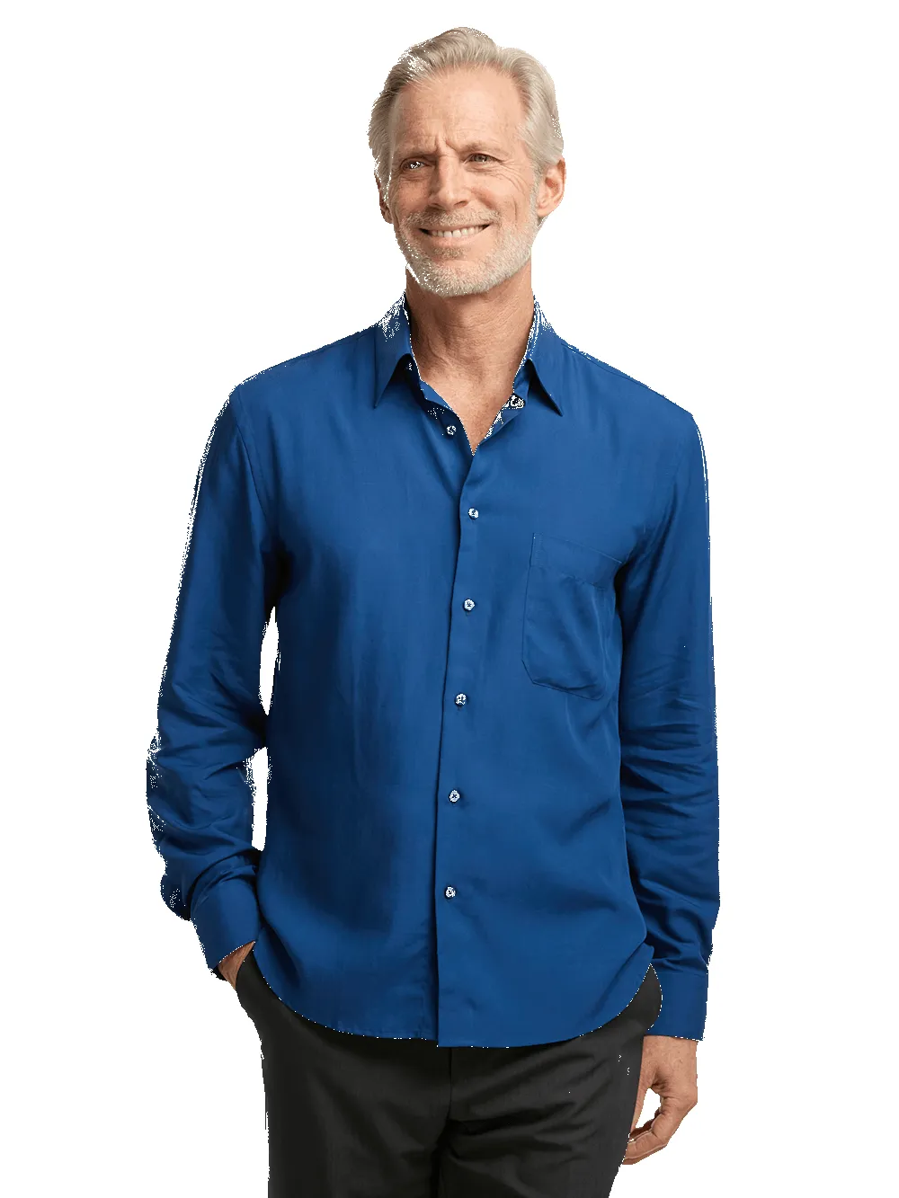 Lyocell Solid Casual Shirt - Blue sold by Paul Fredrick product image thumbnail 2