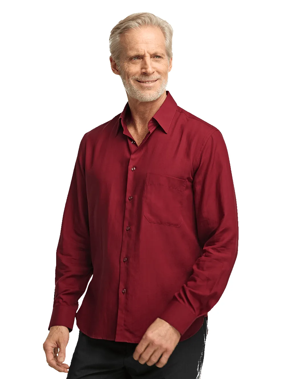 Lyocell Solid Casual Shirt - Burgundy sold by Paul Fredrick product image thumbnail 2