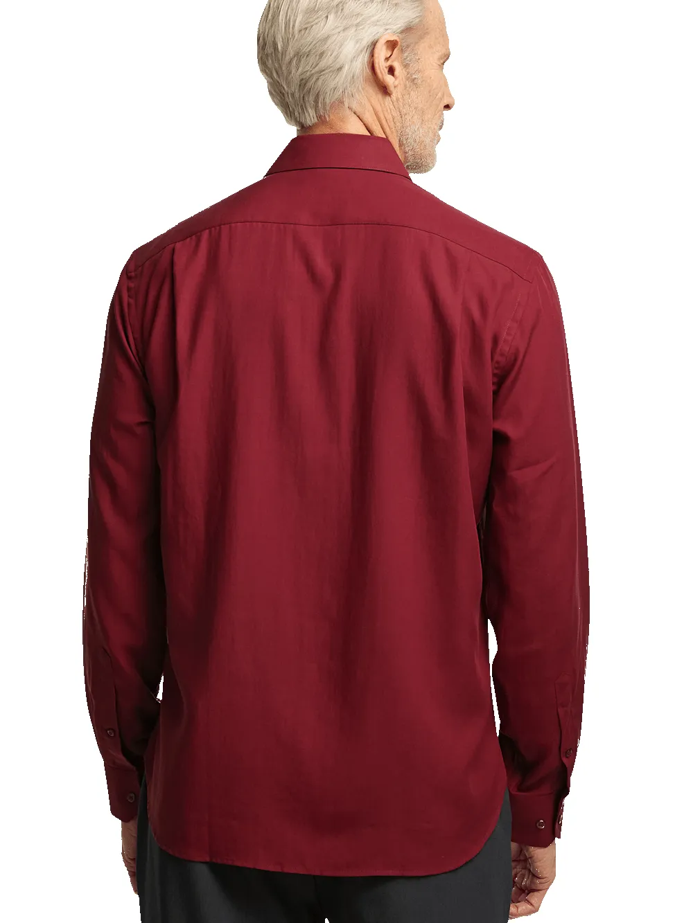 Lyocell Solid Casual Shirt - Burgundy sold by Paul Fredrick product image thumbnail 5