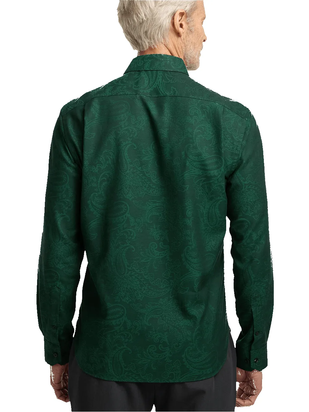 Cotton Paisley Jacquard Casual Shirt - Green sold by Paul Fredrick product image thumbnail 5