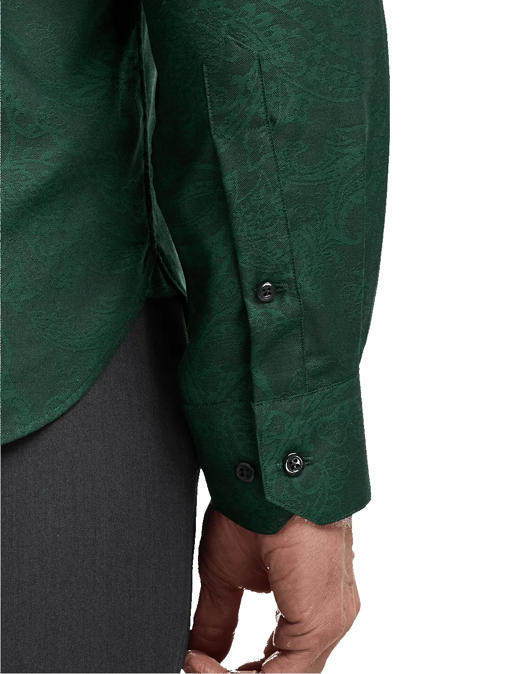 Cotton Paisley Jacquard Casual Shirt - Green sold by Paul Fredrick product image thumbnail 4