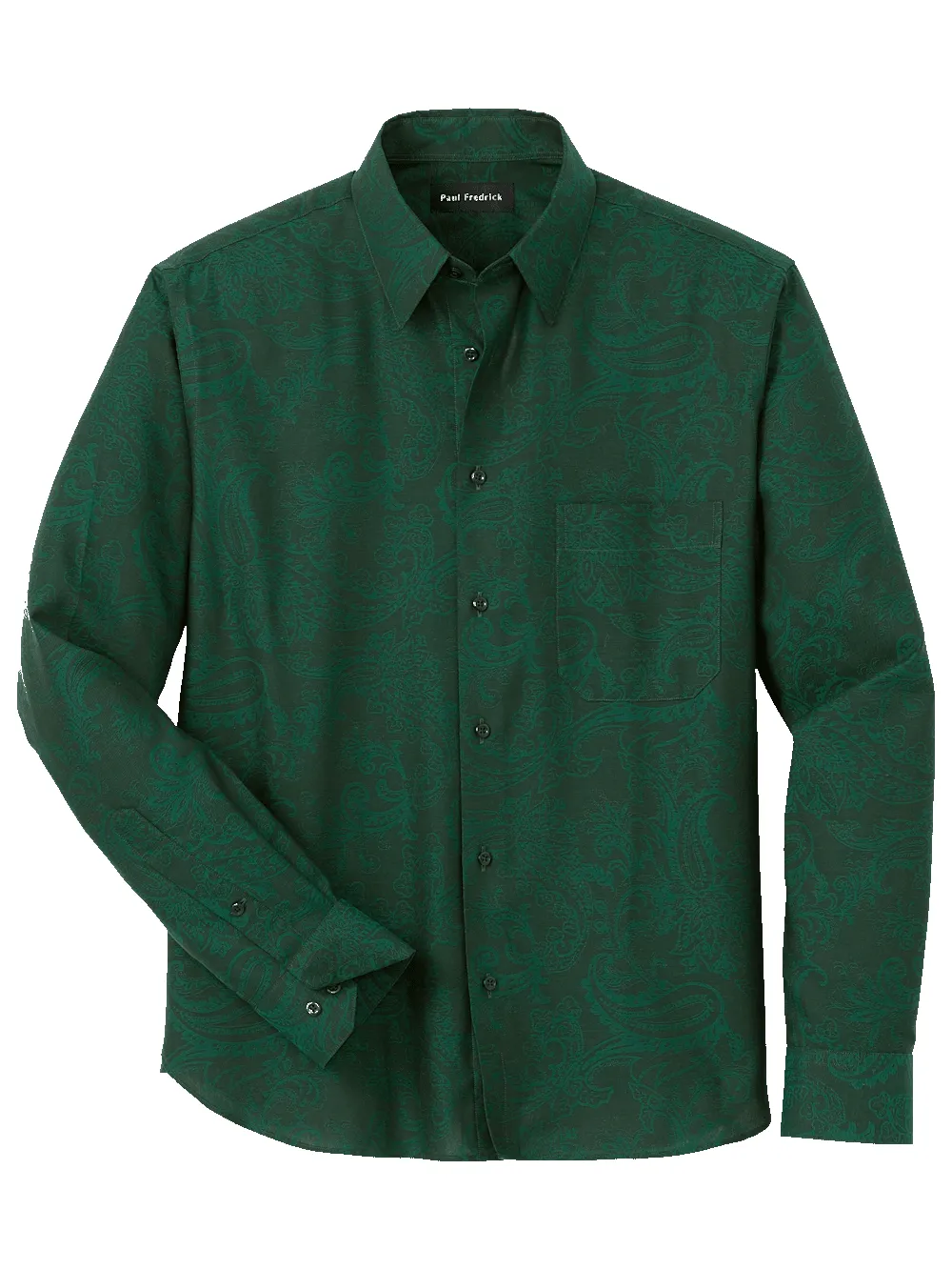 Cotton Paisley Jacquard Casual Shirt - Green sold by Paul Fredrick