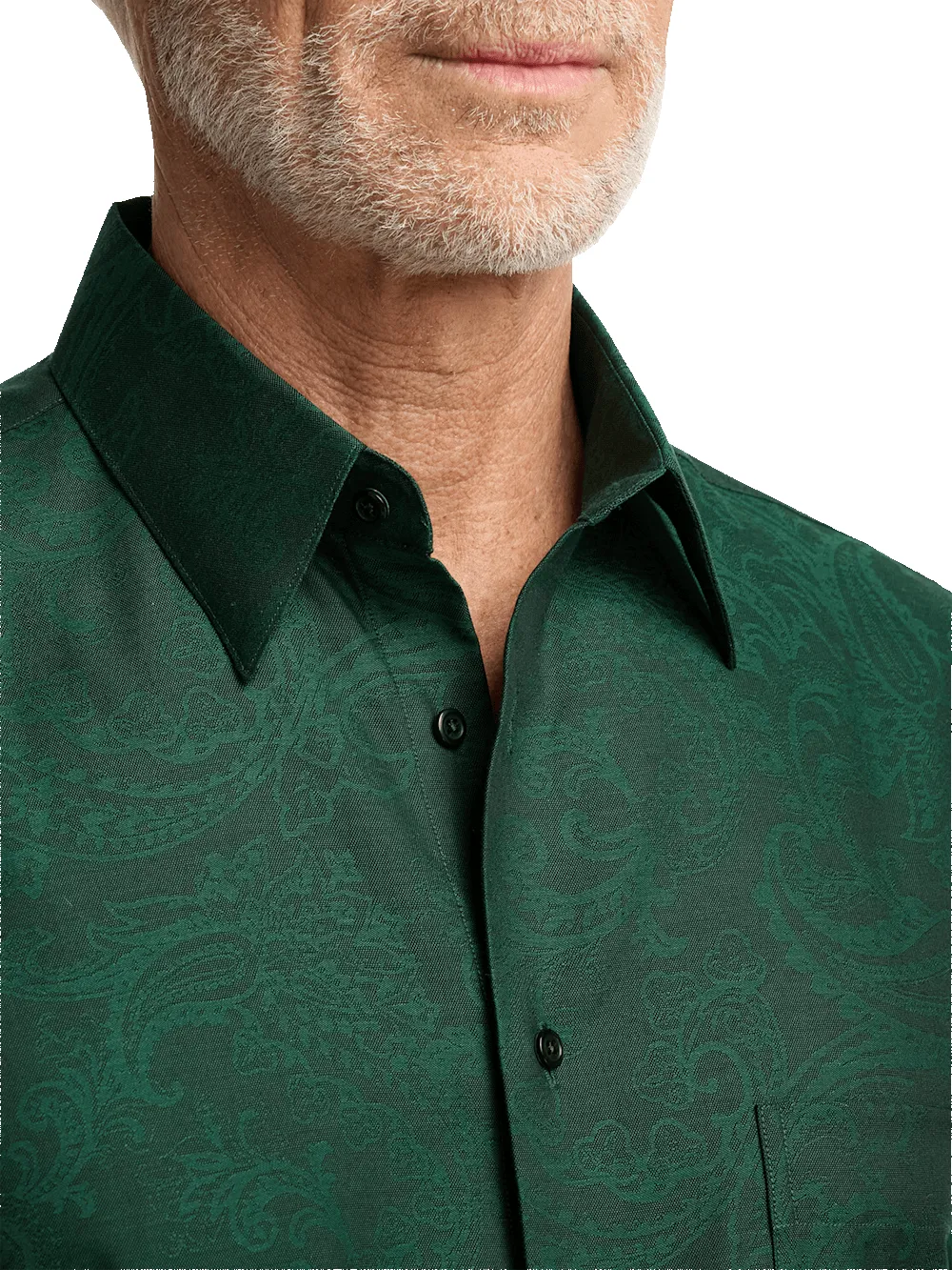Cotton Paisley Jacquard Casual Shirt - Green sold by Paul Fredrick product image thumbnail 3