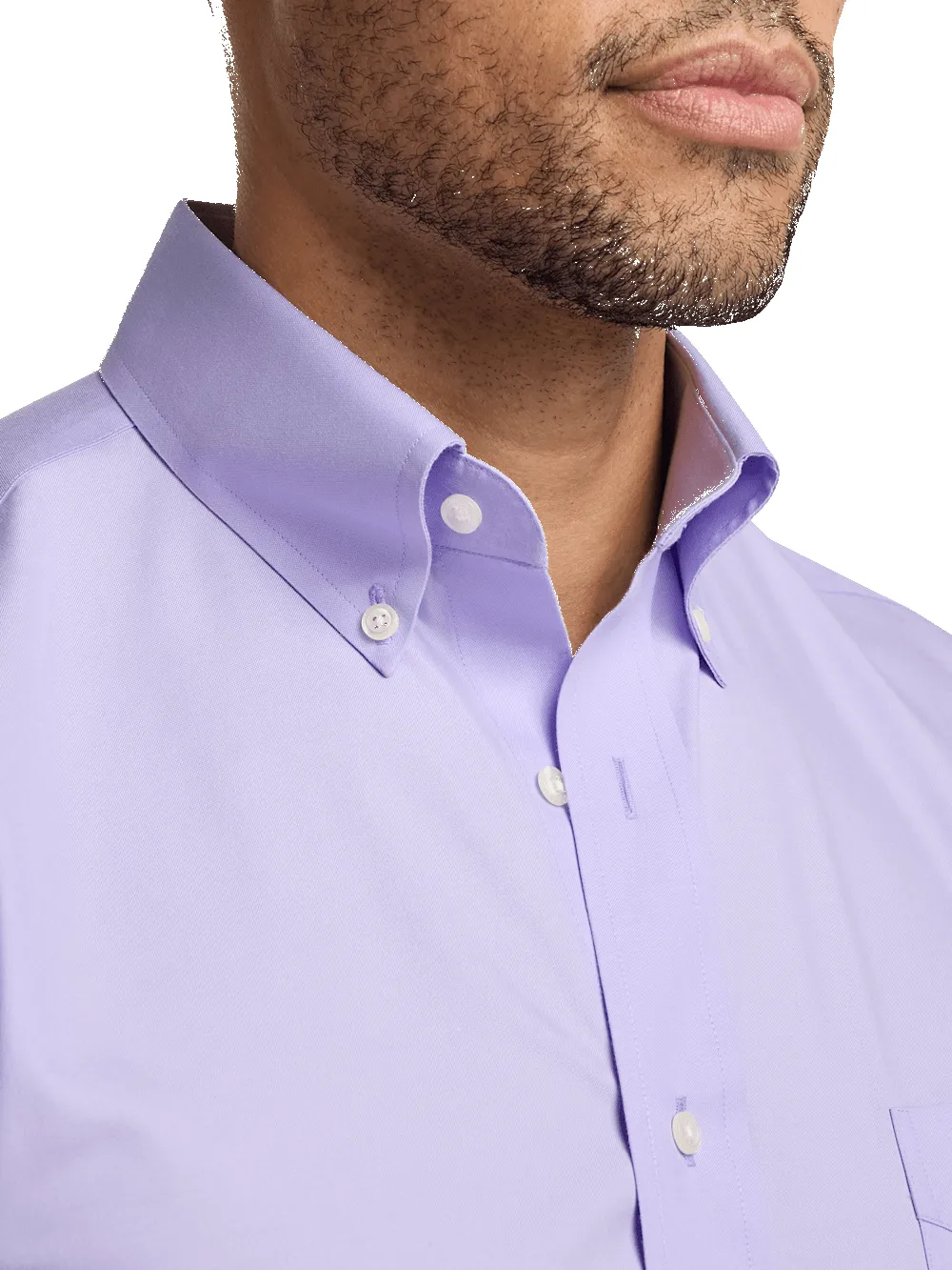 Non-Iron Cotton Pinpoint Solid Button Down Collar Dress Shirt - Lavender sold by Paul Fredrick product image thumbnail 3