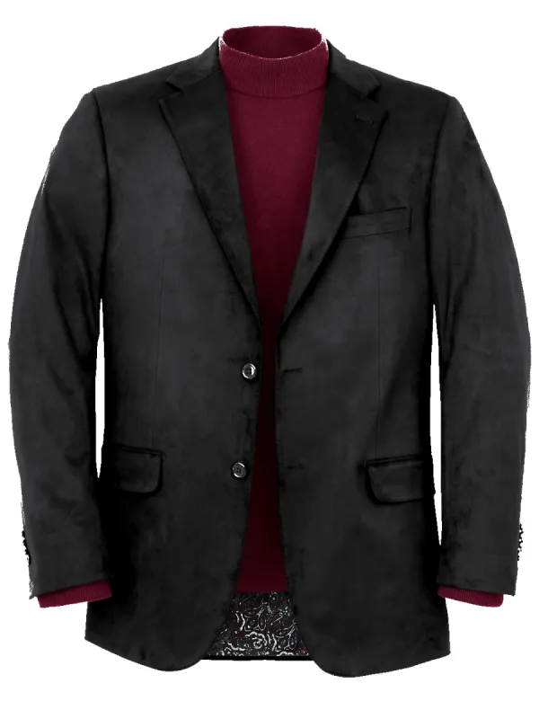 Microsuede Notch Lapel Sport Coat - Black made by Paul Fredrick
