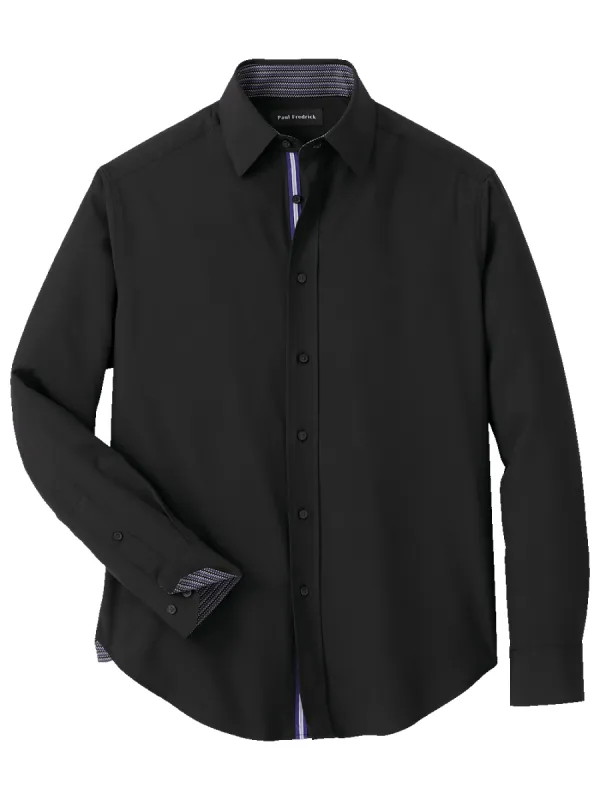 Performance Stretch Solid Casual Shirt - Black made by Paul Fredrick