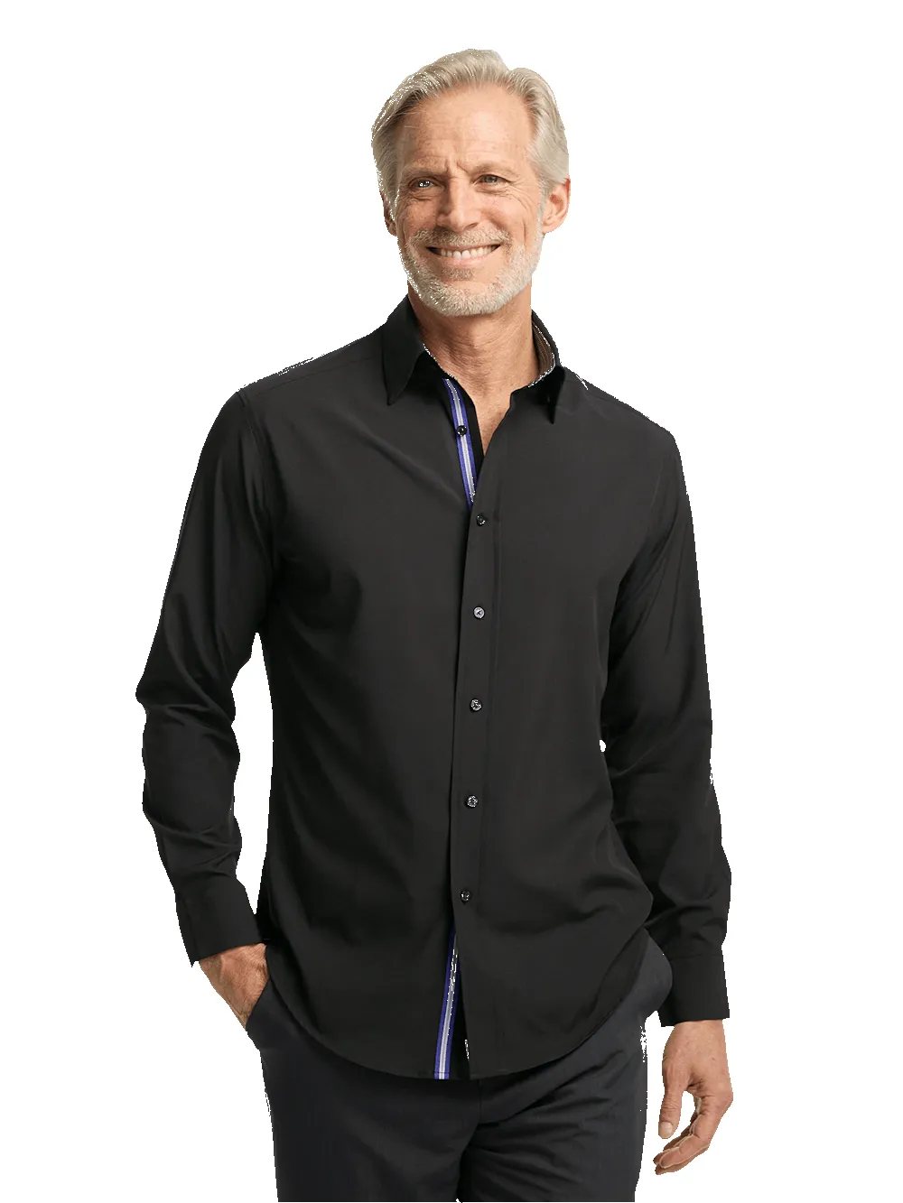 Performance Stretch Solid Casual Shirt - Black sold by Paul Fredrick product image thumbnail 2